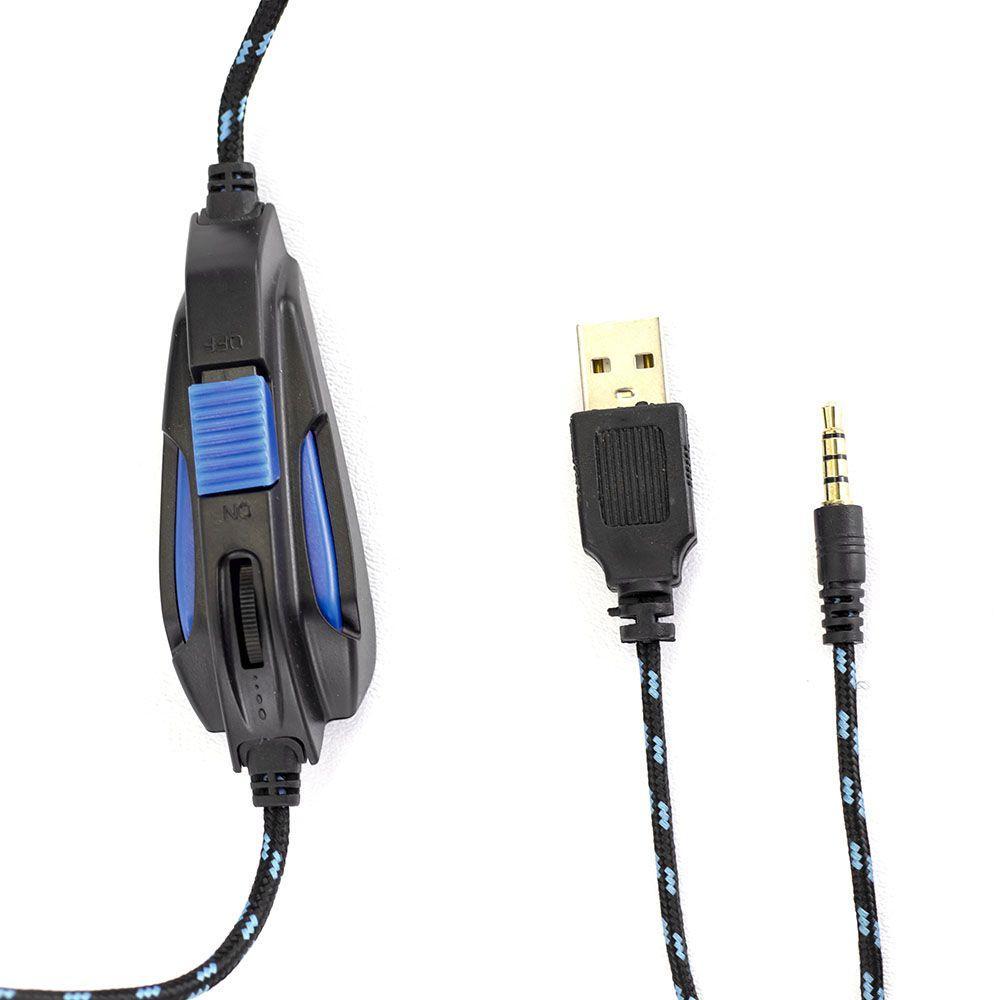 Fone de Ouvido Headset Gamer Sate Preto/Azul AE-361B - 3