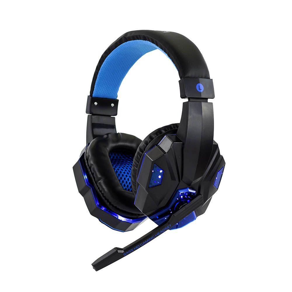 Fone de Ouvido Headset Gamer Sate Preto/Azul com Luz AE-327B - 1