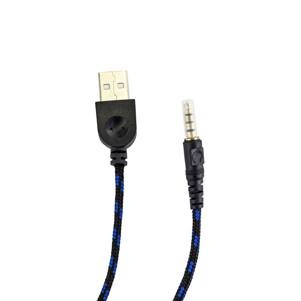 Fone de Ouvido Headset Gamer Sate Preto/Azul com Luz AE-327B - 3