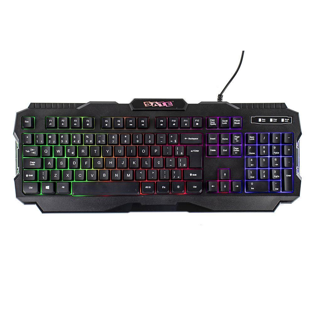 Teclado Gamer Sate AK-837 RGB USB - COM LUZ - PRETO - 1