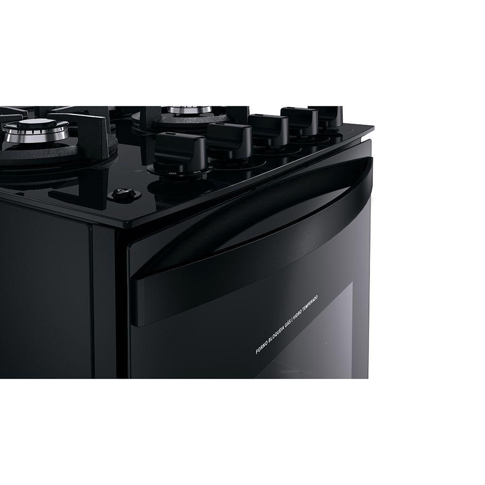 FOGAO BRASTEMP PISO 4 BOCAS PRETO COM MESA DE VIDRO E GRADES DUPLAS DE FERRO FUNDIDO (BFO4VAE) - 6