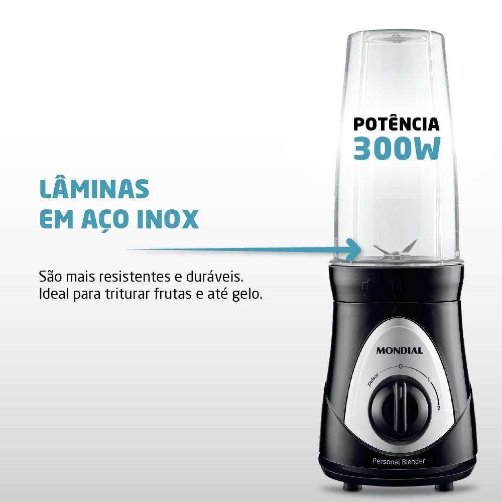 Liquidificador Mondial Personal Blender 300W Preto 127V 78670-01 - 4