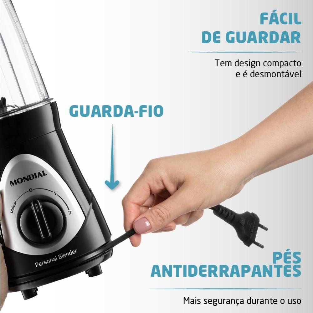 Liquidificador Mondial Personal Blender 300W Preto 127V 78670-01 - 5
