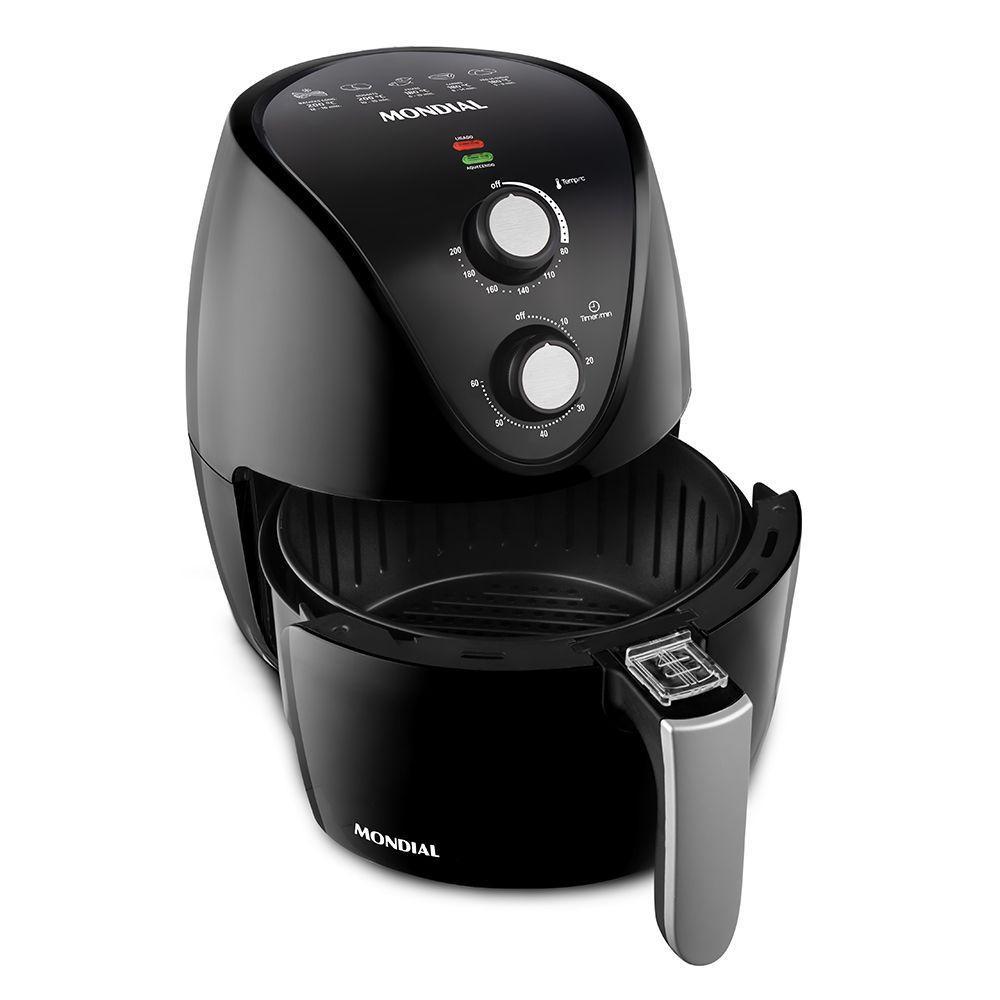 Fritadeira Elétrica Sem Óleo Mondial New Pratic Preta AF-31 3,5L 1500W 220V 76426-02 - 2