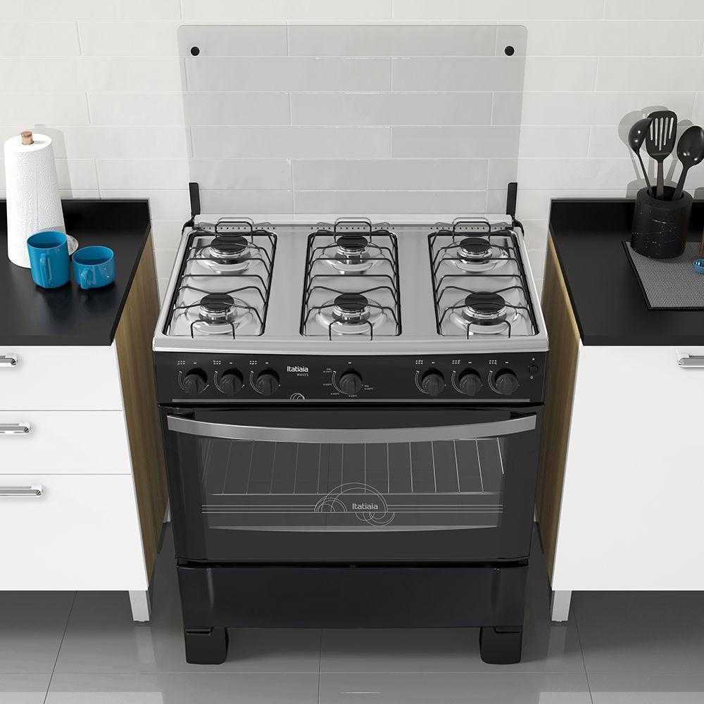 Fogão Itatiaia Waves 6 Bocas All Black Bivolt 3700000057 - 3
