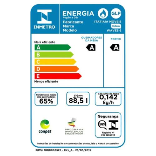Fogão Itatiaia Waves 6 Bocas All Black Bivolt 3700000057