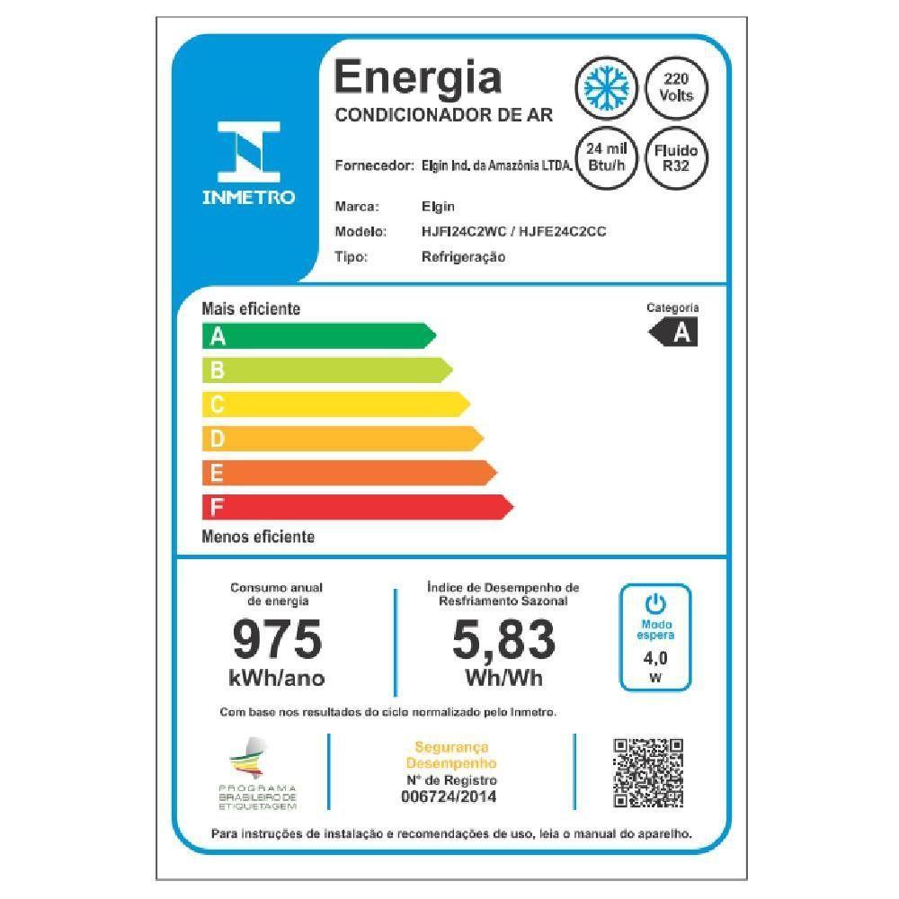 Ar Condicionado Split Elgin Eco Inverter II Wi-Fi 24000 BTUs Frio 220V HJFE24C2CC - 10