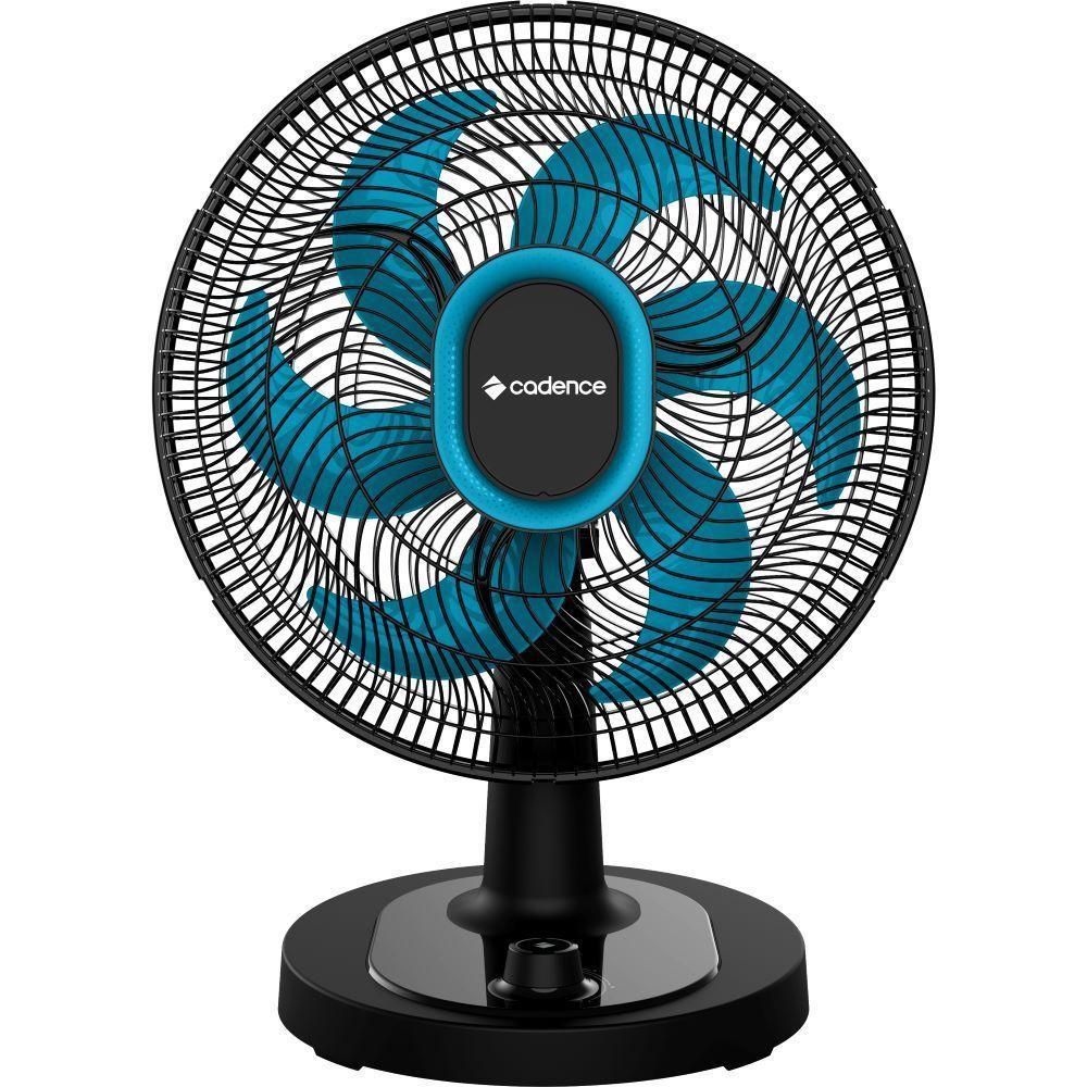 Ventilador de Mesa Cadence Refresh Turbo Pro 6 Pás Preto e Azul VTR420 220V - 1