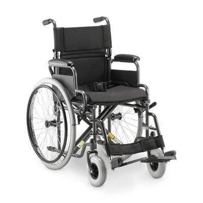 Cadeira de Rodas Dobrável Dellamed D400 em Aço Carbono Preto com Freios Bilaterais Até 120KG