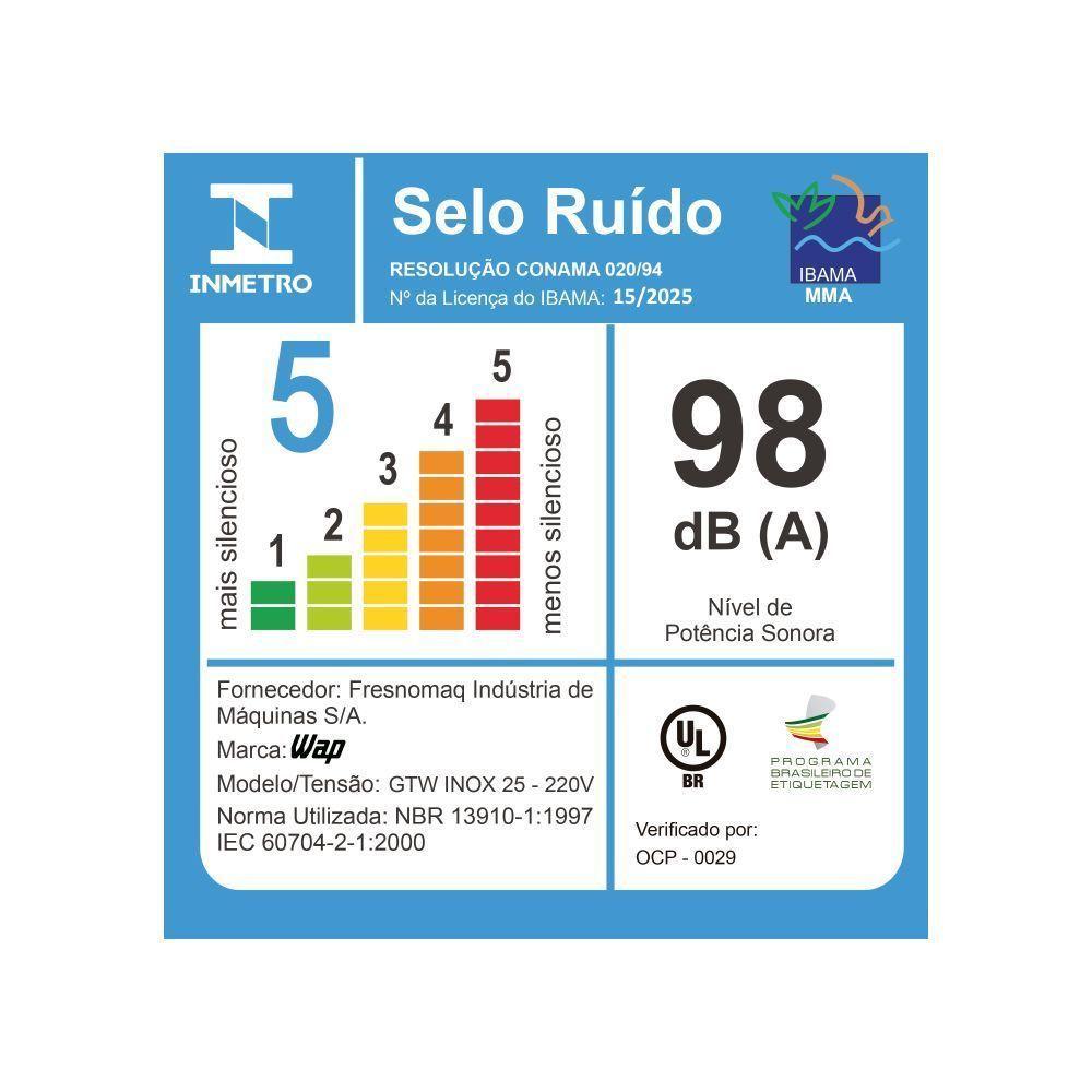 Aspirador De Pó e Água Profissional WAP GTW 25 Inox 2000W 25L 220V FW010528 - 10