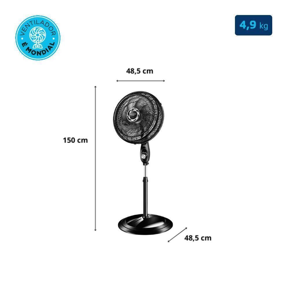 Ventilador de Coluna Mondial NVT-40C-8P-B Turbo 40CM 8 Pás Preto 127V 3799-01 - 6