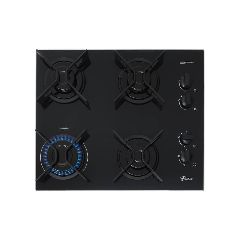 Cooktop Fit Line Fischer 4 Bocas Chama Rapida Trempe Iron Vidro Preto Bivolt 36310-102671 - 3