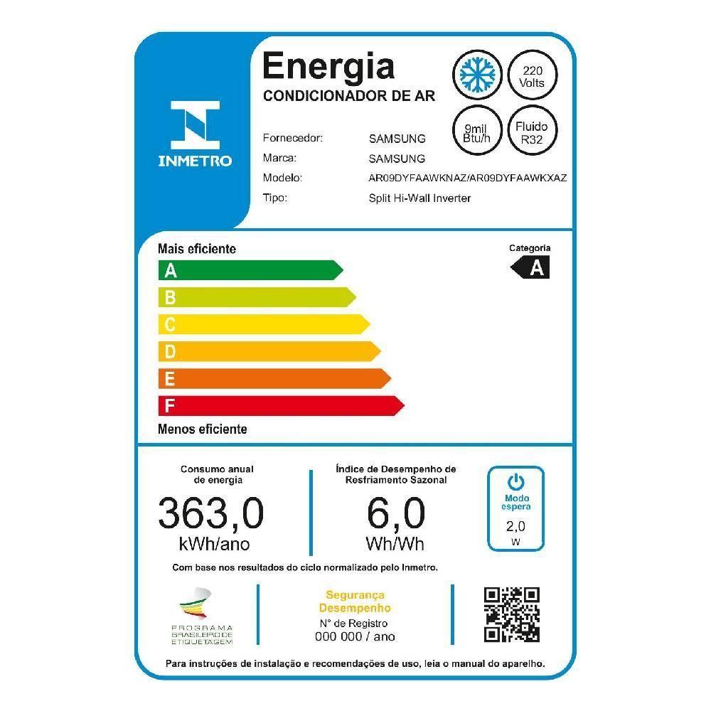 Ar Condicionado Split Inverter Samsung WindFree AI 9000 BTUs Frio 220V AR09DYFAAWKXAZ - 8