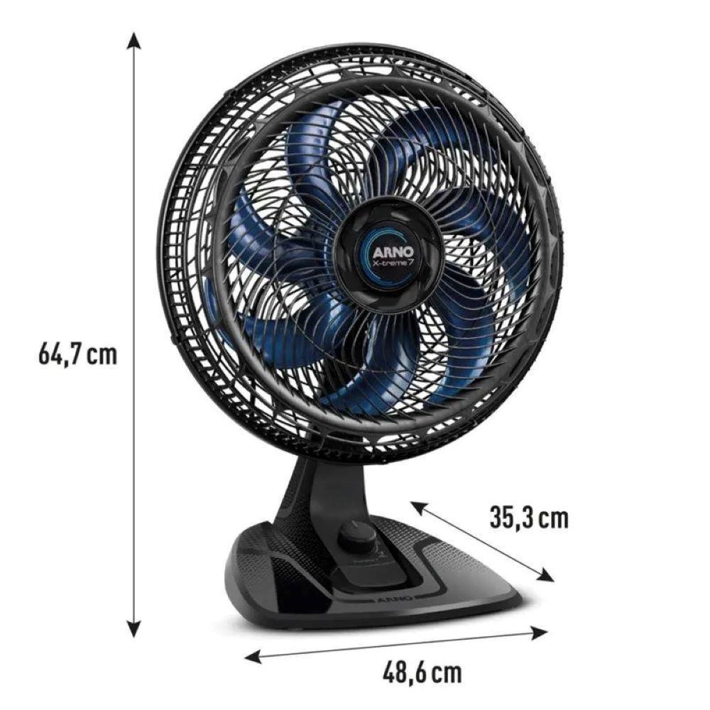 Ventilador de Mesa Arno VE70 X-treme 40CM 7 Pás Preto e Azul 127V - 5