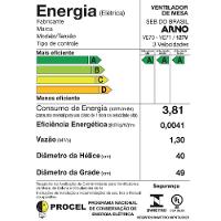 Ventilador de Mesa Arno VE70 X-treme 40CM 7 Pás Preto e Azul 127V - 6