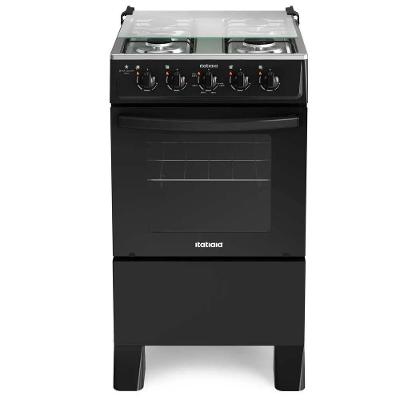 Fogão de Piso 4 Bocas Glp Itatiaia Star Clean New Preto Mesa Inox 220V