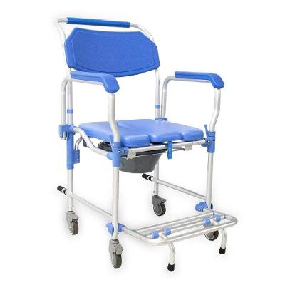 Cadeira de Banho Dellamed D60 5434 em Alumínio Dobrável Azul com Assento Acolchoado Até 150KG