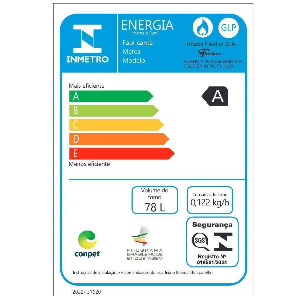 Forno a Gas De Embutir Fischer Infinity Inox 78L 127V Com Grill 36450-104456 - 5