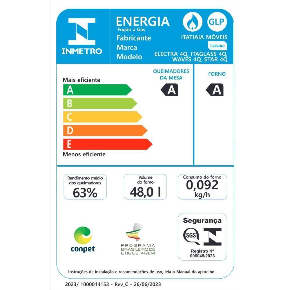 Fogão Itatiaia Star New 4 Bocas Branco Bivolt 3700000357 - 6