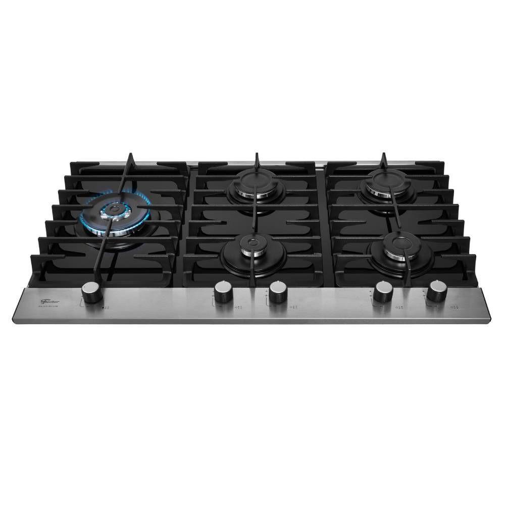 Cooktop Fischer Platinium 5 Bocas Vidro Preto Tripla Chama Bivolt 33810-92122 - 1