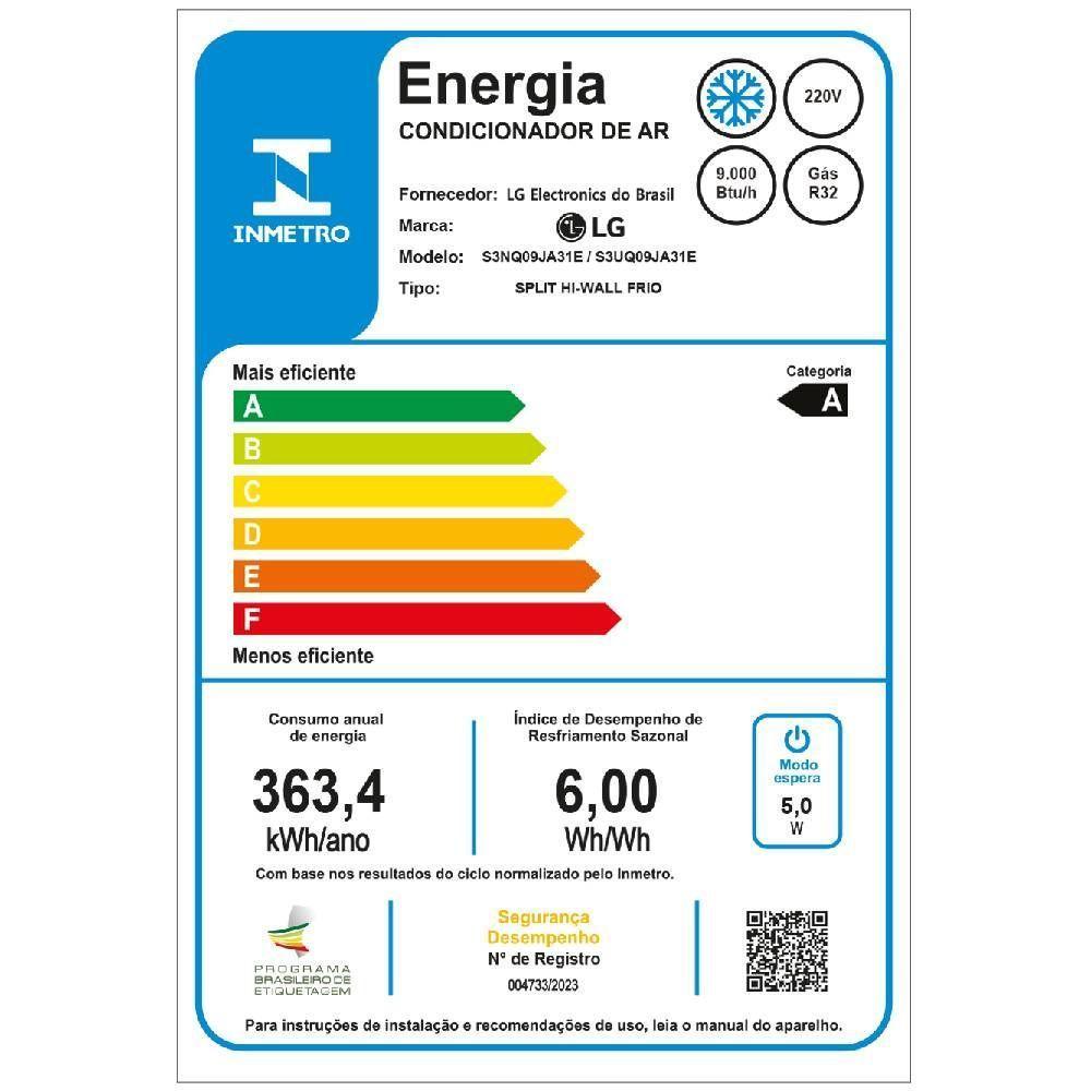 Ar Condicionado Split LG AI Smart Inverter Voice 9000 BTUs Frio 220V S3-Q09JA31E - 6