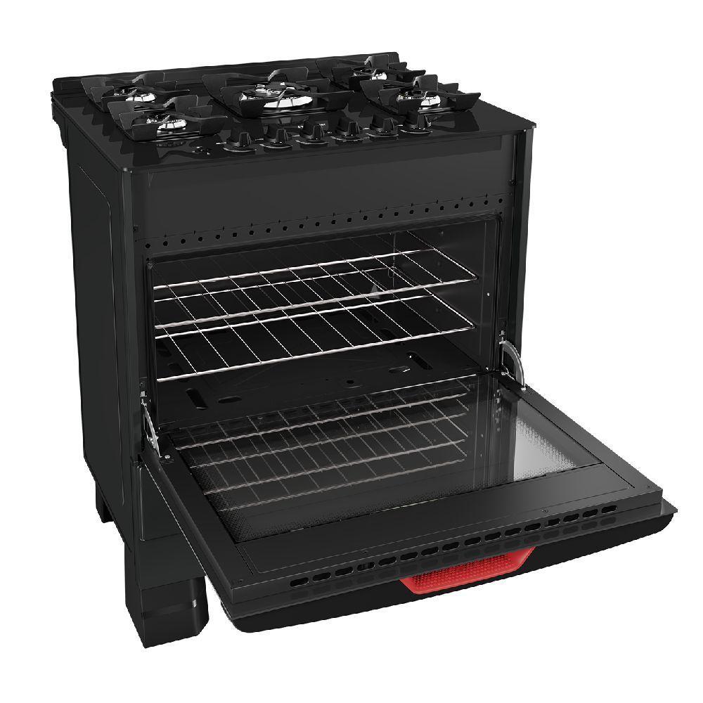 Fogão Mueller 5 Bocas Preto Bivolt Mesa de Vidro e Tripla Chama MFV5BF - 2