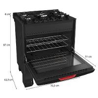 Fogão Mueller 5 Bocas Preto Bivolt Mesa de Vidro e Tripla Chama MFV5BF - 6