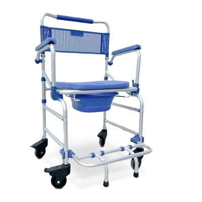 Cadeira de Banho Dellamed D55 1000464 Alumínio Azul Dobrável com Assento Vazado Até 135KG