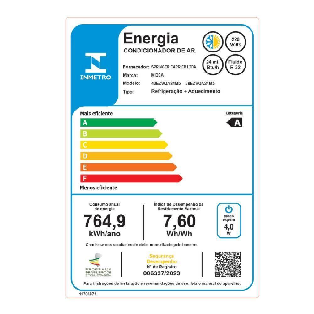 Ar Condicionado Split Inverter Midea AI Ecomaster 24000 BTUs Quente e Frio 220V 38EZVQA24M5 - 6