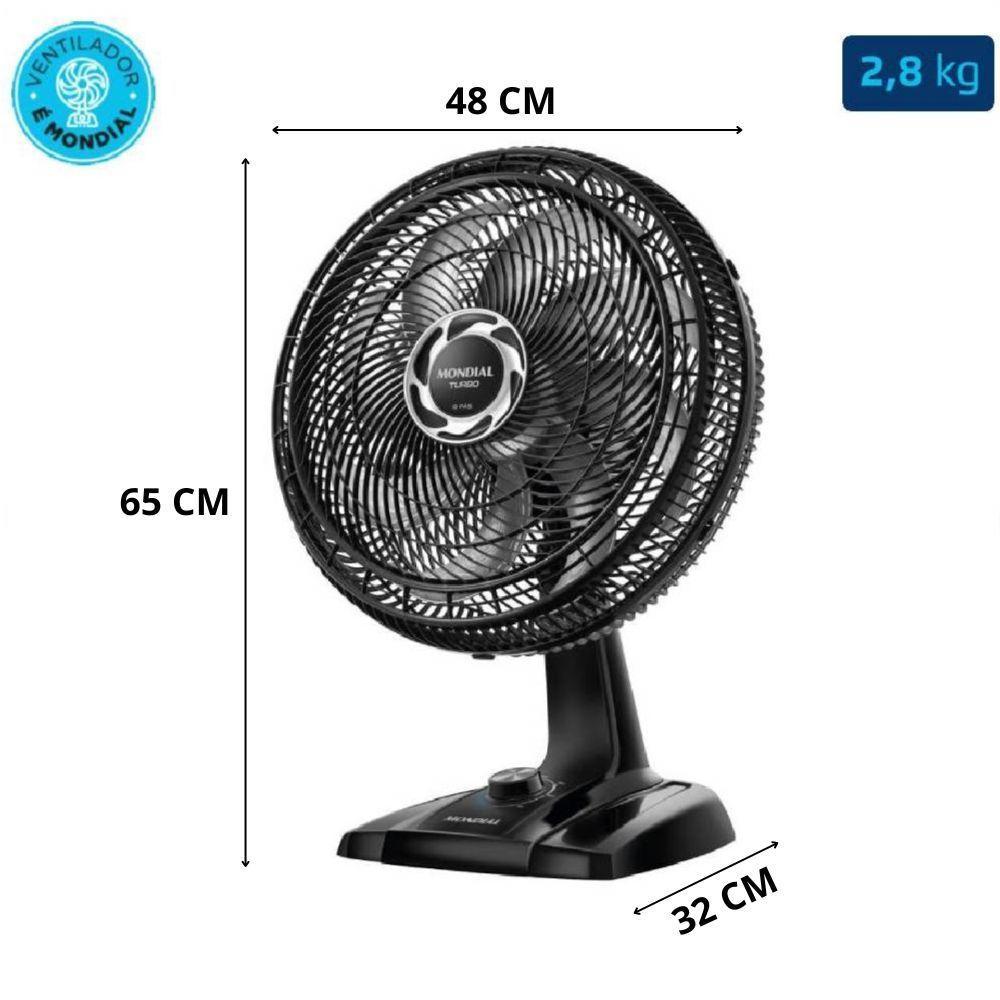 Ventilador de Mesa Mondial NVT-40-8P-B Turbo 40CM 8 Pás Preto 220V 3798-02 - 5