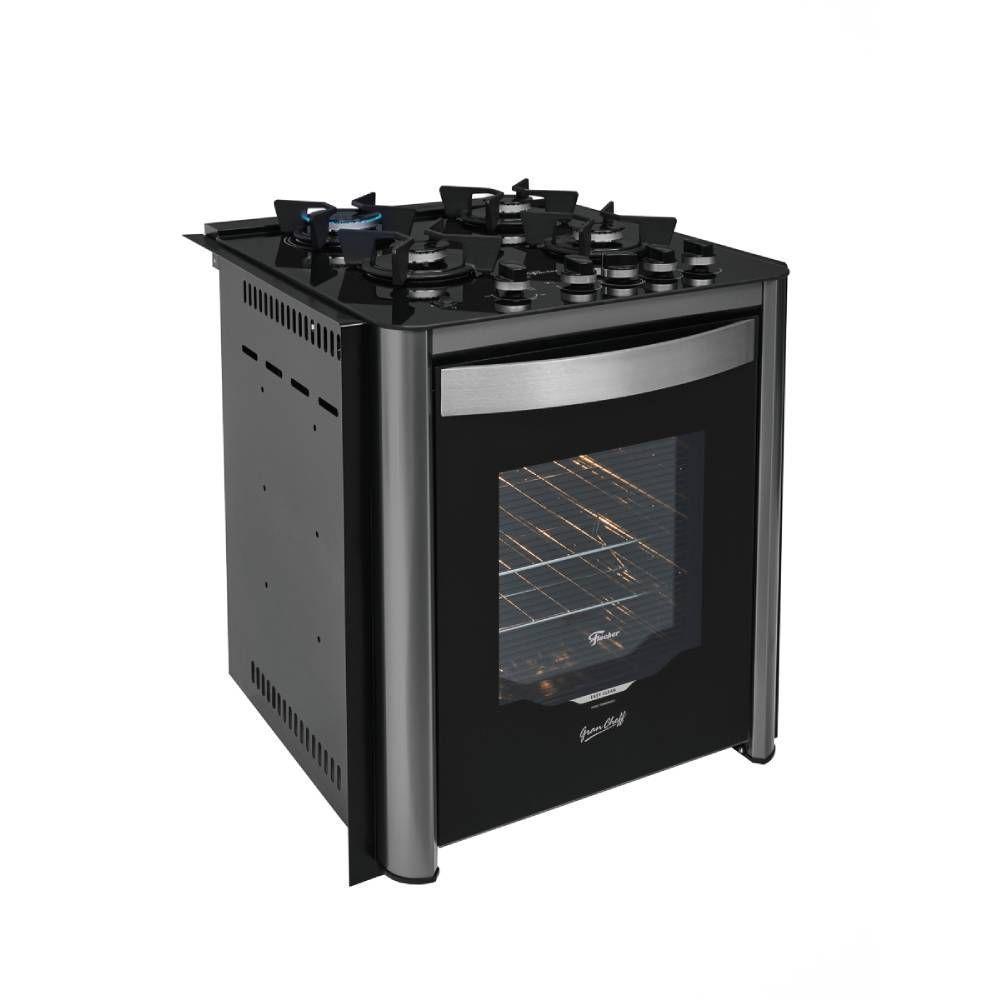 Fogão Fischer Gran Cheff De Embutir 4 Bocas Silver Mesa De Vidro Preto 127V - 2