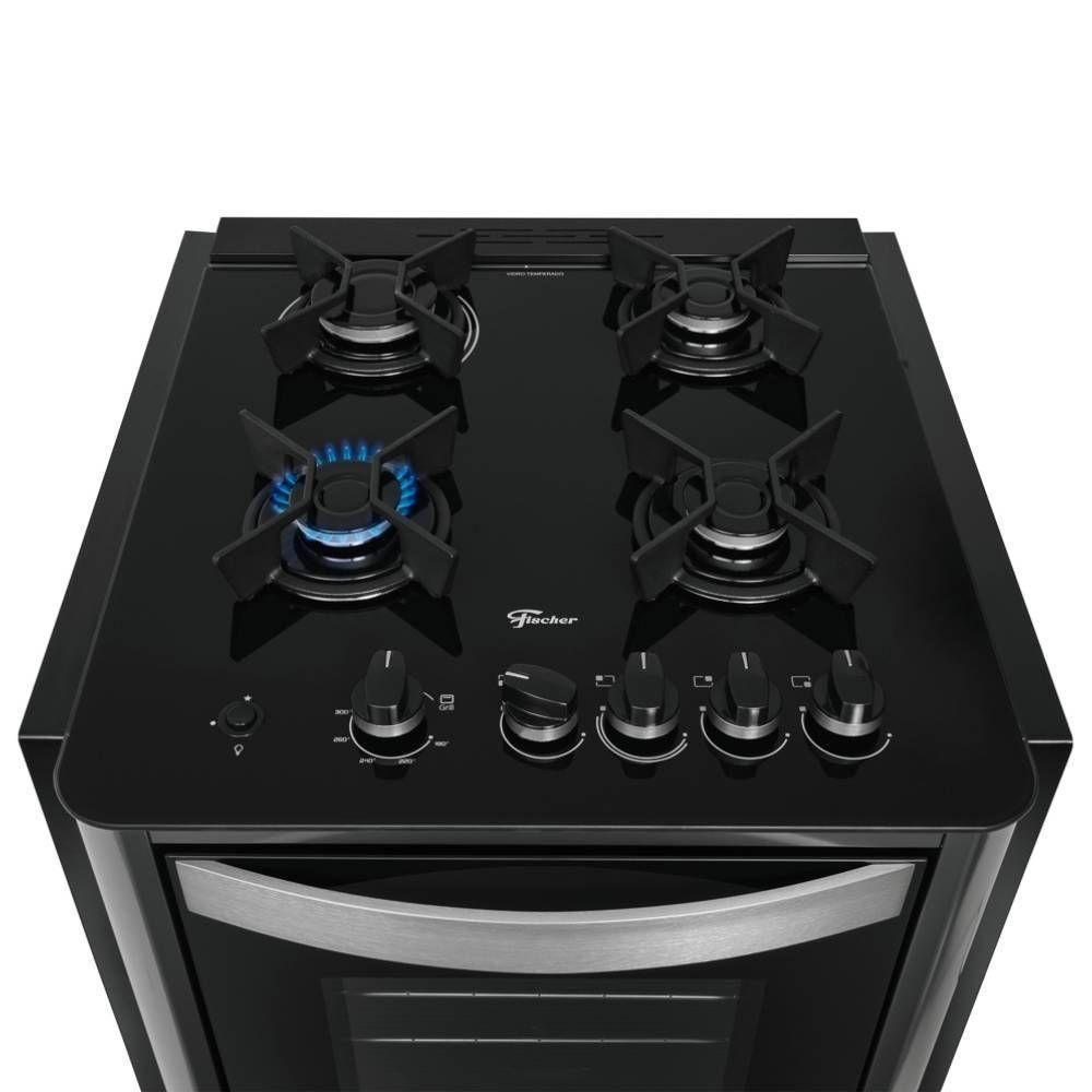 Fogão Fischer Gran Cheff De Embutir 4 Bocas Silver Mesa De Vidro Preto 127V - 3