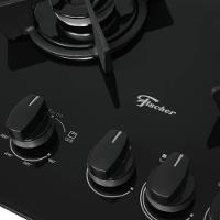 Fogão Fischer Gran Cheff De Embutir 4 Bocas Silver Mesa De Vidro Preto 127V - 5