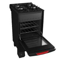 Fogão Mueller 4 Bocas Preto Bivolt Mesa De Vidro Grades Ferro Fundido MFV4BF - 3