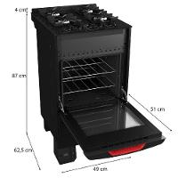 Fogão Mueller 4 Bocas Preto Bivolt Mesa De Vidro Grades Ferro Fundido MFV4BF - 7