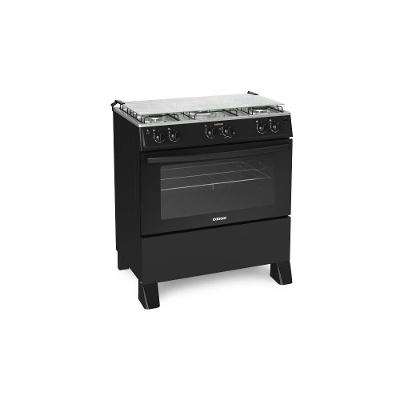 Fogão de Piso 5 Bocas Gás ITATIAIA Star New 3700000361 Mesa Inox Preto Bivolt