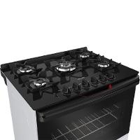 Fogão Mueller 5 Bocas Branco Bivolt Mesa De Vidro e Tripla Chama MFV5BF