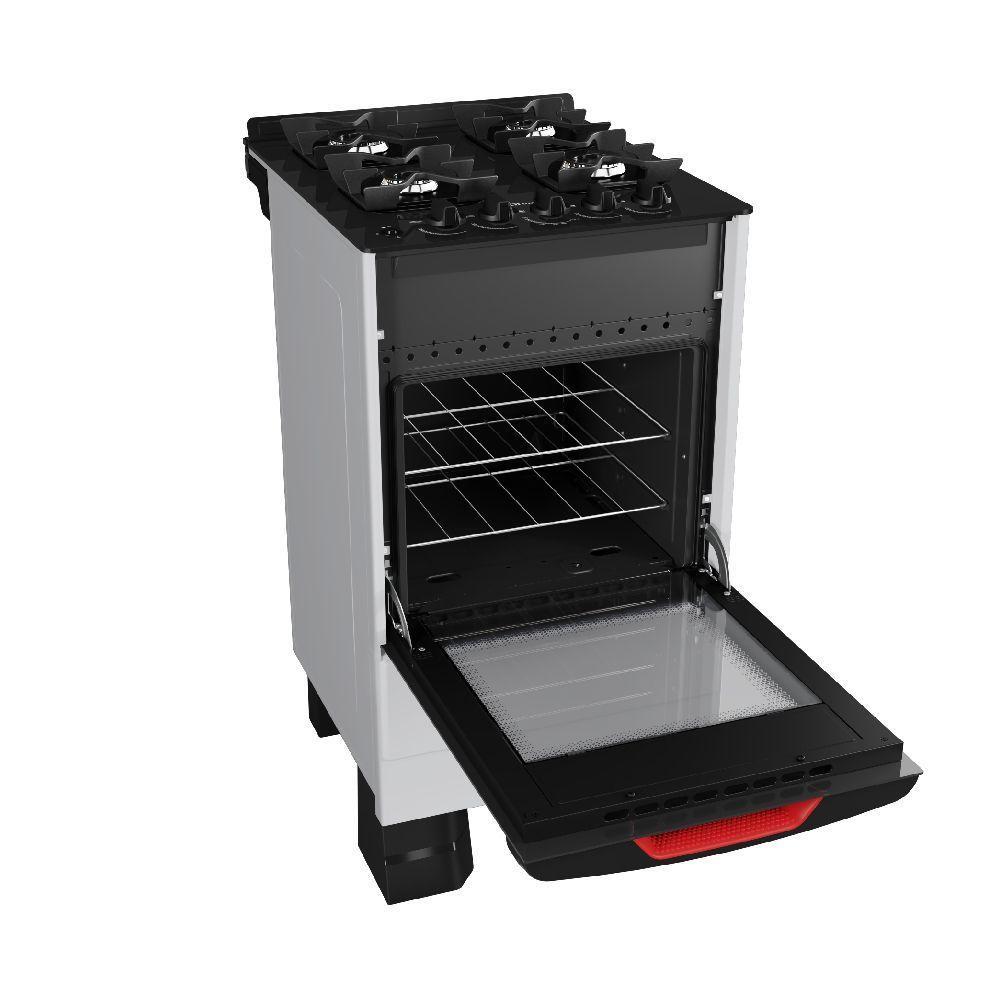 Fogão Mueller 4 Bocas Branco Bivolt Mesa De Vidro Grades Ferro Fundido MFV4BF - 3