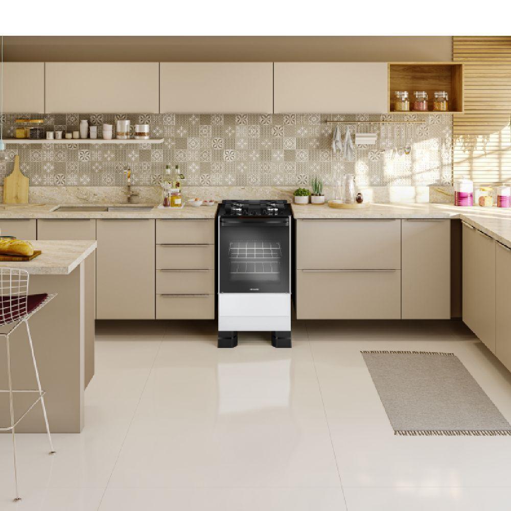 Fogão Mueller 4 Bocas Branco Bivolt Mesa De Vidro Grades Ferro Fundido MFV4BF - 7