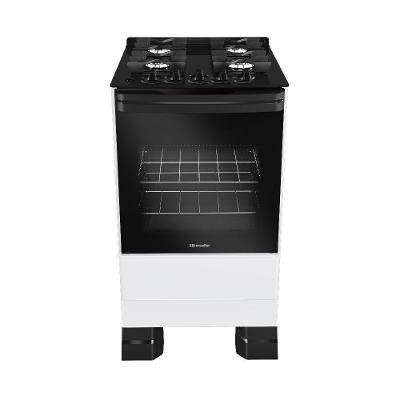 Fogão de Piso a Gás 4 Bocas GLP MUELLER MFV4BF Mesa de Vidro Temperado Branco Bivolt