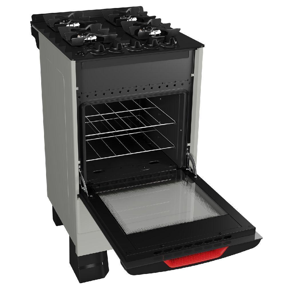 Fogão Mueller 4 Bocas Titanio Bivolt Mesa De Vidro Grades Ferro Fundindo MFV4BF - 3