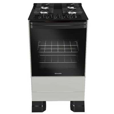 Fogão a Gás de Piso 4 Bocas a Gás MUELLER MFV4BF Mesa de Vidro Temperado Titânio Bivolt