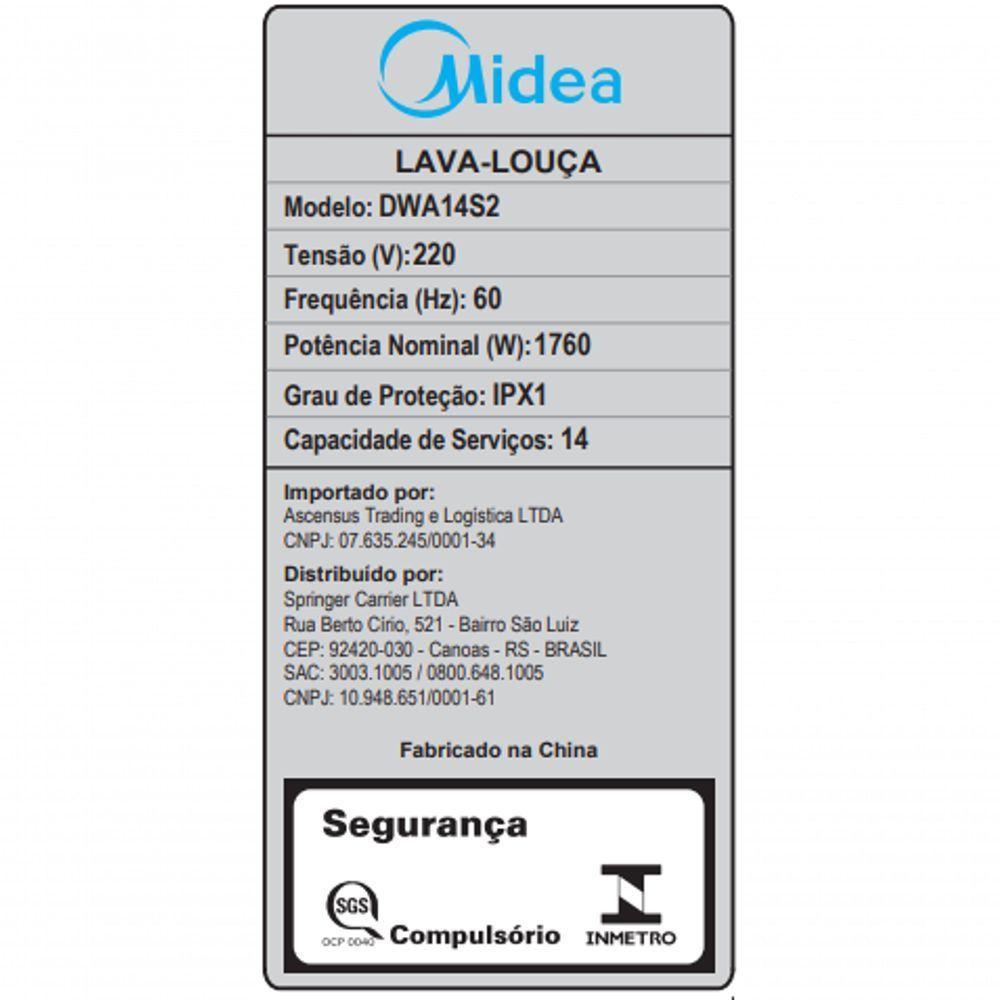 Lava louça Midea Cinza 220V 14 Serviços (DWA14S2) - 9