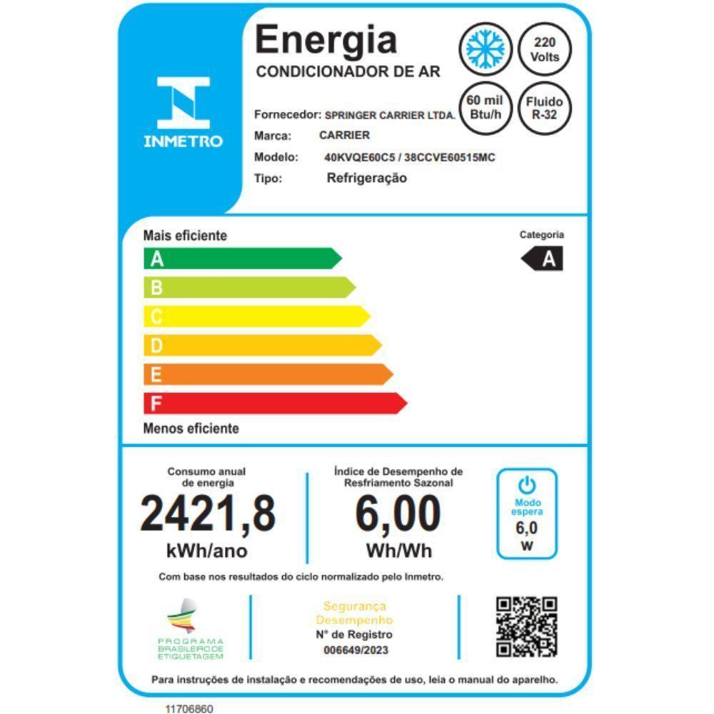 Ar Condicionado Split Cassete Carrier 4 Vias 60000 Btu Frio Inverter 220V (38CCVE60515MC) - 8