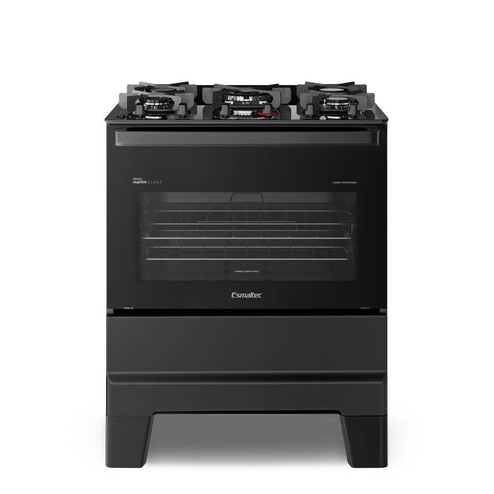 Fogão Esmaltec Ideal Master Glass 5 Bocas Preto Bivolt 0104003073 - 1