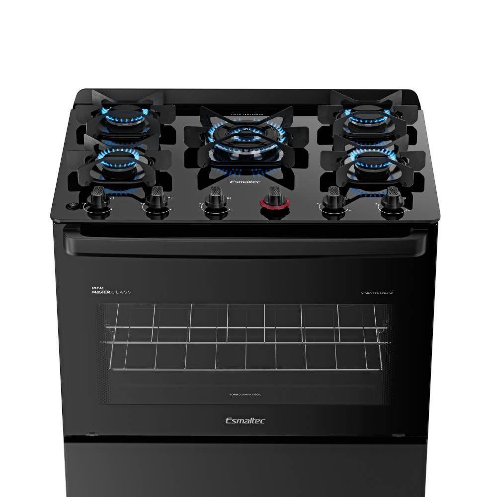 Fogão Esmaltec Ideal Master Glass 5 Bocas Preto Bivolt 0104003073 - 4