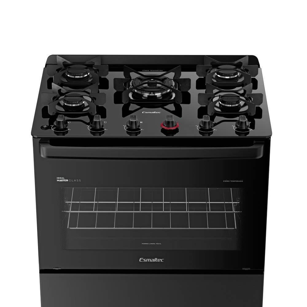 Fogão Esmaltec Ideal Master Glass 5 Bocas Preto Bivolt 0104003073 - 5