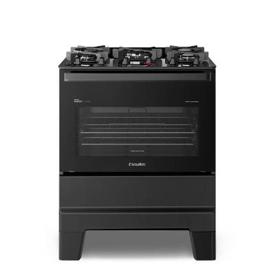 Fogão de Piso 5 Bocas Gás Glp Esmaltec Ideal Master Glass Mesa em Vidro Temperado Preto Bivolt