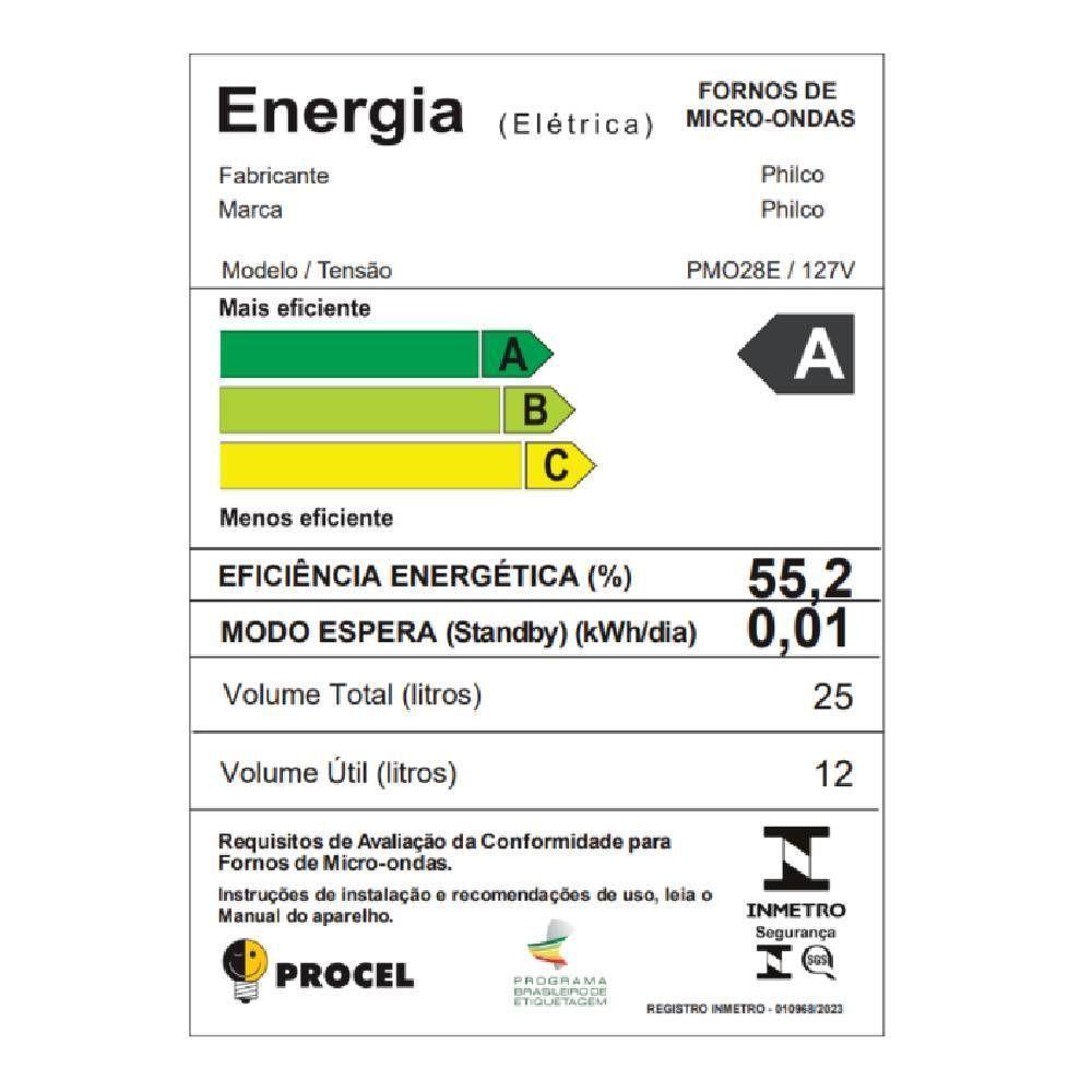 Micro-Ondas Philco Espelhado/Branco 25L 127V PMO28E - 5
