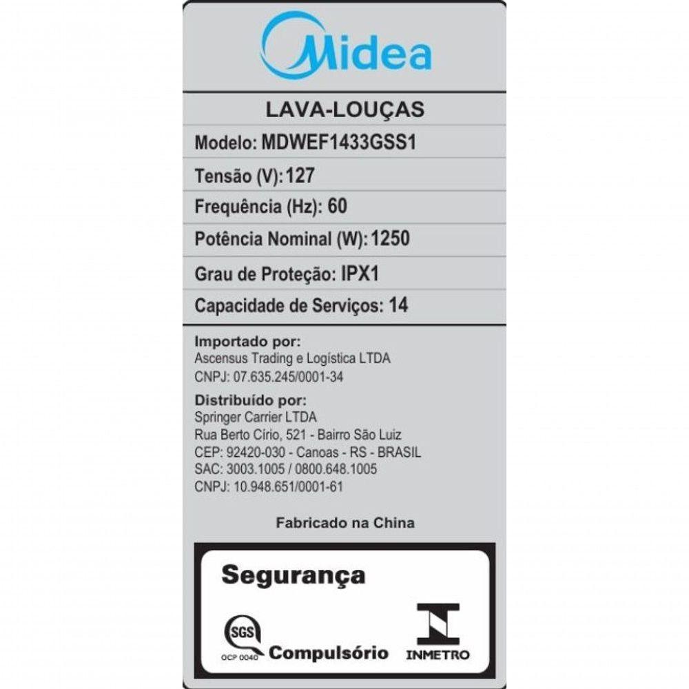 Lava Louça Midea Smart Home Inox 127V 14 serviços (MDWEF1433GSS1) - 6